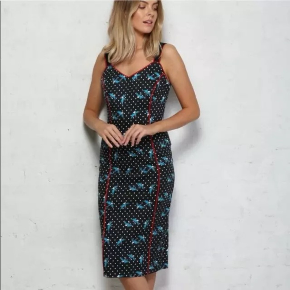 COLLECTIF x Modcloth Retro 50’s Vintage Pin Up Rockabilly Wiggle Dress